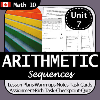 Preview of BC Math 10 Arithmetic Sequences Mini-Unit | Engaging, Differentiated!