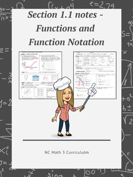 Preview of NC Math 3:  Section 1.1 notes - Functions and Function Notation