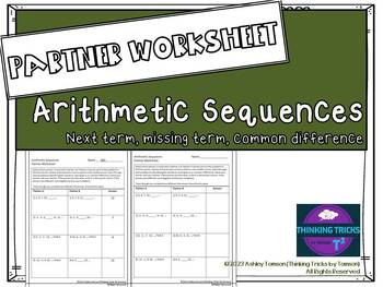 Preview of Arithmetic Sequences Partner Worksheet
