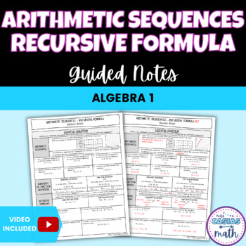 Preview of Arithmetic Sequences Recursive Formula Guided Notes Lesson Algebra 1