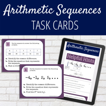 Preview of Arithmetic Sequences Task Card Activity