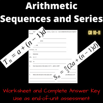 Preview of Arithmetic Sequences and Series Task Card and Complete Answer Key