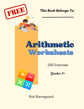Preview of Arithmetic Worksheets - 200 Printable Exercises and Answers
