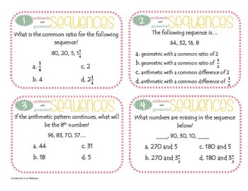 Arithmetic & Geometric Sequences, 154 plays
