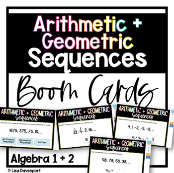 Preview of Arithmetic and Geometric Sequences- Algebra 2 BOOM™ Cards