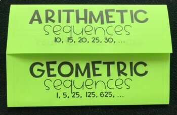 Preview of Arithmetic and Geometric Sequences Algebra Foldable Notes - Fully Editable