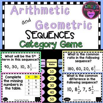 arithmetic and geometric sequences maze