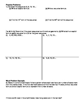 Arithmetic and Geometric Sequences Day 2 Worksheet by Math by Catherine
