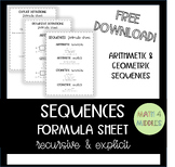 FREEBIE Arithmetic and Geometric Sequences Formula Sheet: 