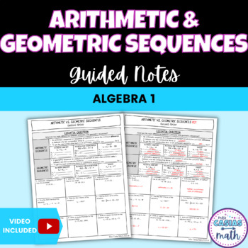 Preview of Arithmetic and Geometric Sequences Guided Notes Lesson Algebra 1