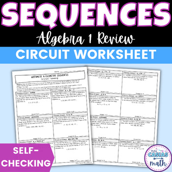 Preview of Arithmetic and Geometric Sequences Worksheet Self Checking Circuit Activity