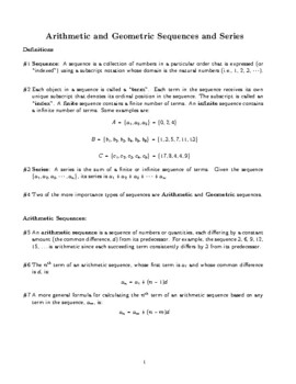 Preview of Arithmetic and Geometric Sequences and Series