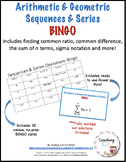 Arithmetic and Geometric Sequences and Series BINGO Game