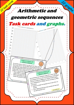 Preview of Arithmetic and geometric sequences Introduction : Task Cards and Graphs