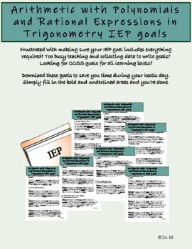 Preview of Arithmetic with Polynomials and Rational Expressions in Trigonometry IEP goals