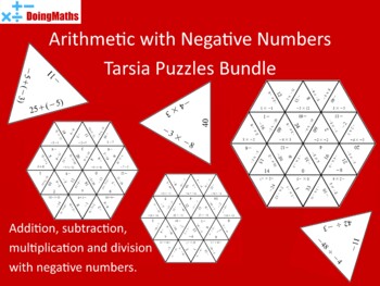 Preview of Arithmetic with Positive and Negative Numbers Tarsia Jigsaw Puzzle Bundle