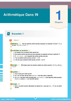 Preview of Arithmétique Dans N Cours Avec Des Exemples - Arithmetic In N Lessons Frensh