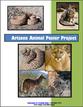 Preview of Arizona Animals Poster Project (Customizable for ANY state!)