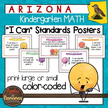 Preview of Arizona Kindergarten MATH "I Can" Classroom Standards Posters