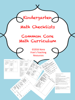 Preview of Common Core Kindergarten Math Checklists