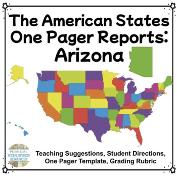 Preview of Arizona One Pager State Report | USA Research Project | Social Studies Activity