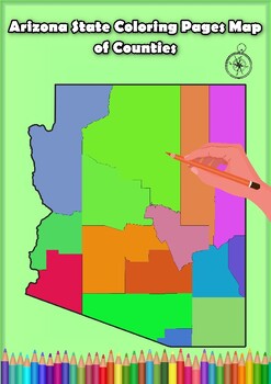 Preview of Arizona State Coloring Pages Map of Counties Highlighting Rivers Lakes Cities