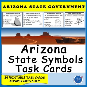 Preview of Arizona State Symbols Task Cards - State Government - Social Studies Activity