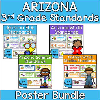 Arizona Third Grade Standards Poster Bundle: Math, ELA, Science ...