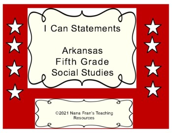 Preview of Arkansas: Fifth Grade Social Studies I Can Statement Posters - Razorback Colors