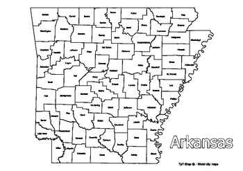 Preview of Arkansas State Map with Counties Coloring and Learning