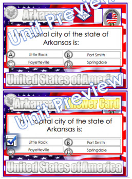 Preview of Arkansas State Symbol Question Cards (Answers) and Wordsearch PDF