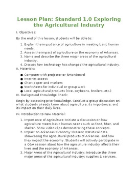 Preview of Arkansas Survey of Ag Systems 491150 FFA Lesson Plan, Enrichment, Assessments