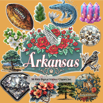 Preview of Arkansas Wonders: Vibrant State Symbol Sticker Set