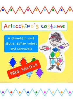 Preview of Arlecchino's Costume - A unit about Italian colors and Carnevale - **sample**