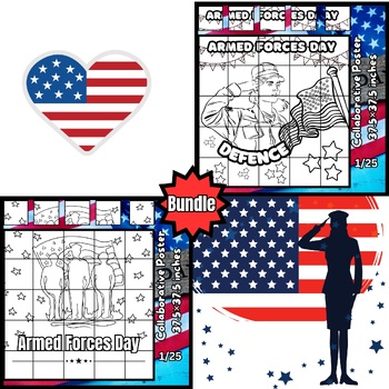 Preview of Armed Forces Day Bulletin Board Coloring Sheets Activity Poster Military BUNDLE
