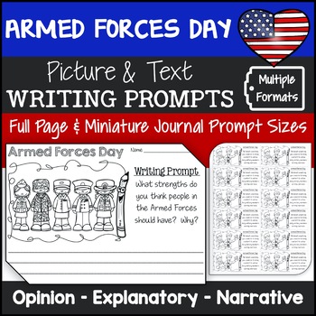 Preview of Armed Forces Day Writing Prompts (Opinion, Explanatory, Narrative)