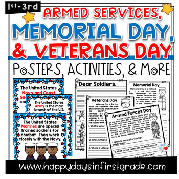 Preview of Armed Services, Memorial Day, & Veterans Day Packet (ELA & SS Materials)