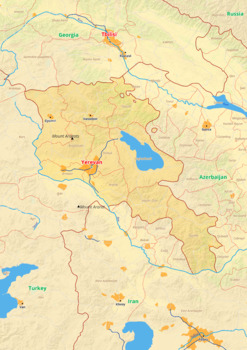 Preview of Armenia map with cities township counties rivers roads labeled