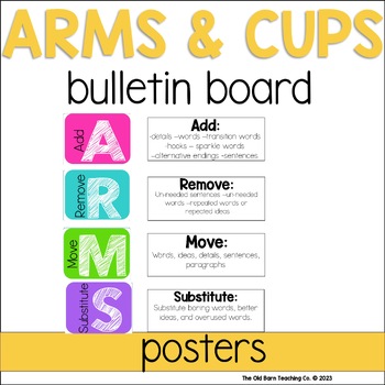 Preview of Arms and Cups Posters | Bulletin Board |Revise and Edit|Classroom decor