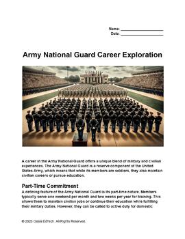 Preview of Army National Guard Career Exploration Worksheet