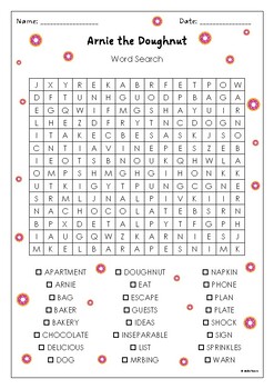 Arnie the Doughnut Word Search Activity by Laurie Keller by MsZzz Teach