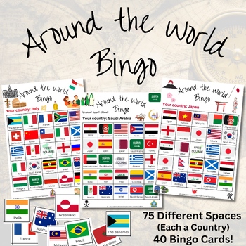 Preview of Around The World Bingo Game!  Countries, Flags, Geography, Social Studies & Fun!