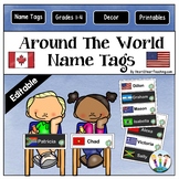 Around The World Name Tags and Desk Plates {EDITABLE}