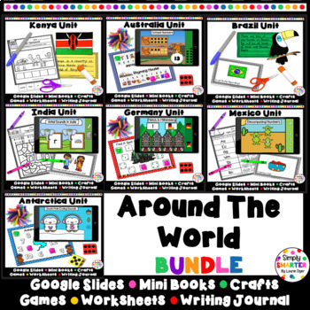 Preview of Around The World Print And Digital Kindergarten Units Bundle