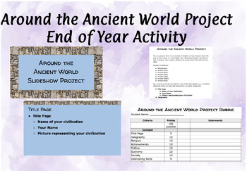 Preview of Around the Ancient World End of Year Project: 6th Grade Ancient History