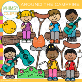 Camping Kids Around the Campfire Clip Art