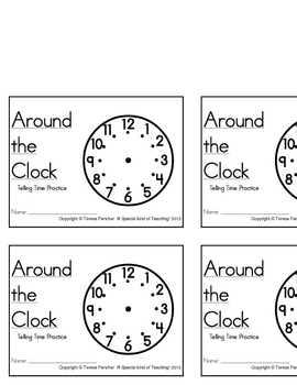 Preview of Around the Clock- telling time practice booklet