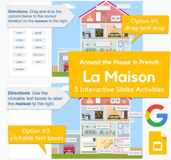 Preview of Around the House in French /  La Maison - drag-drop, labeling in Slides