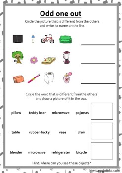 Odd One Out Worksheets Teaching Resources Teachers Pay Teachers