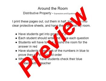 Preview of Around the Room - Distributive Property